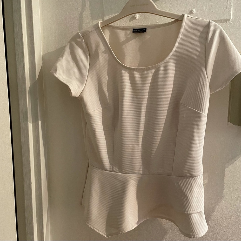 Ann Taylor White Peplum Top - Perfect for Work